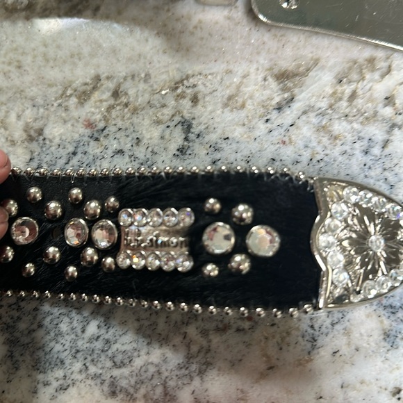 BB Simon Cross Crystal Leather Belt